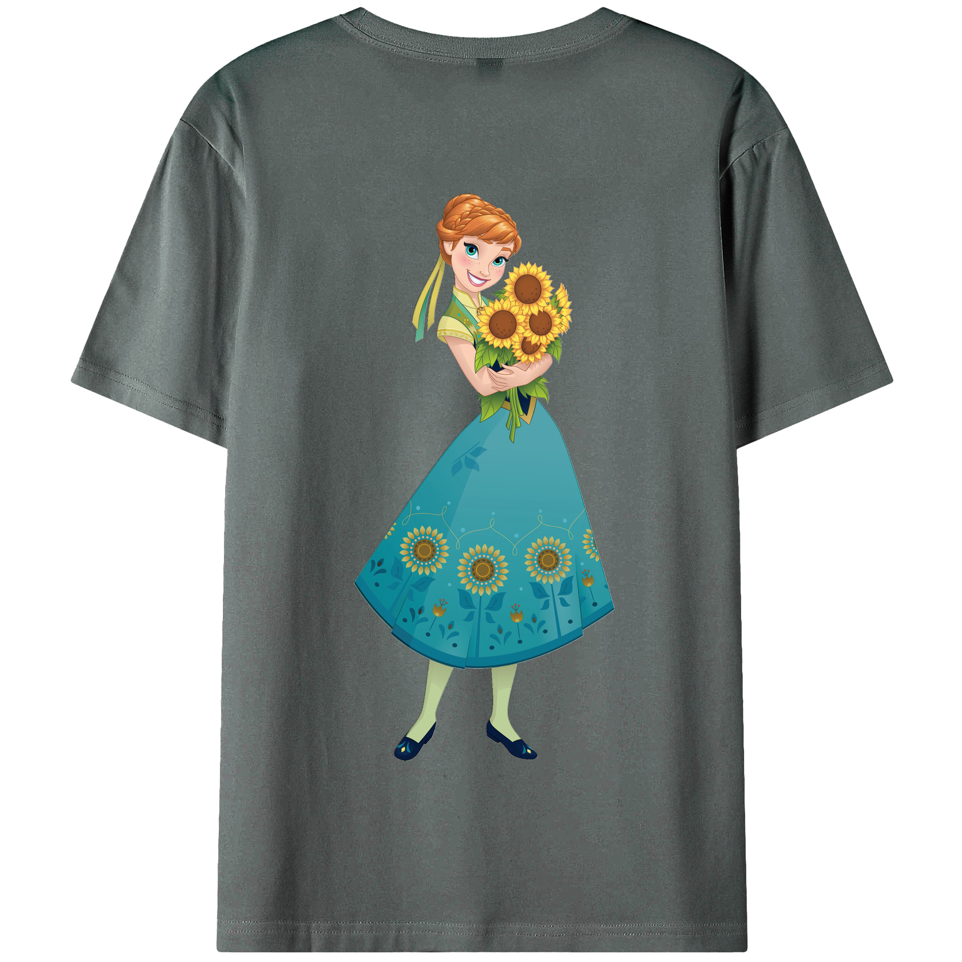 （画像用） アナと雪の女王 アンナ エルサ Frozen Anna Elsa 綿100％半袖Tシャツ（背面プリント）